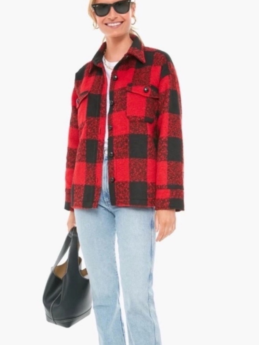 Tuckernuck Pomander Place  Austen Wool Shirt Jacket Red Buffalo Check NEW Small